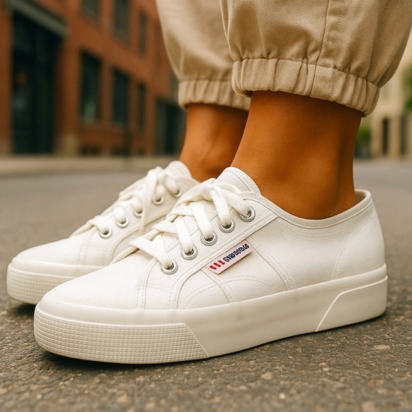 Superga White Platform Sneakers Size 4.5 – Canvas – New with Tags - Picture 1 of 12
